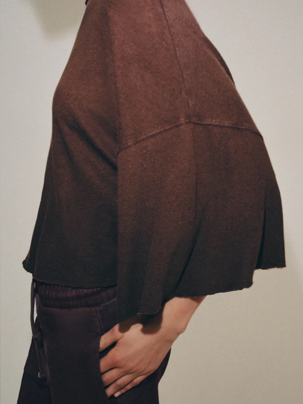 ZARA Cotton & Linen Cape T-Shirt - Picture 8 of 11